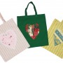 Shows three versions of the simple shopping bag arranged in a fan shape.