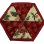 One of six Christmas coasters. This one consists of six cream and red triangles inside a red border.
