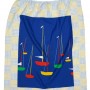 This is a full photograph of one side of the laundry bag. it shows the patchwork, applique and drawstring arrangements.